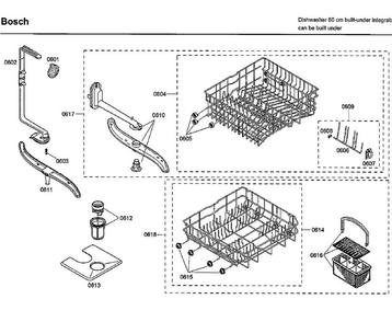 Rack Diagram and Parts List for SHX33A02UC 42 Bosch Dishwasher