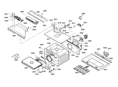 Cavity Diagram and Parts List for HBL746AUC 02 Bosch Wall Oven