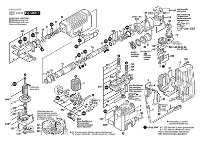 Section 1 Diagram and Parts List for GBH5SBPT 0611233739 Bosch Hammer Drill