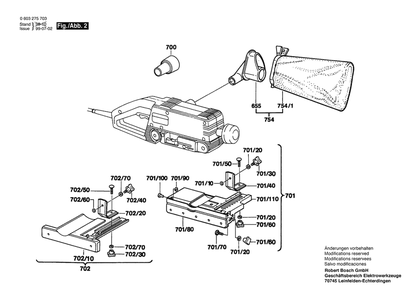 Section 2 Diagram and Parts List for PBS60E 0603275742 Bosch Belt or Drum Sander