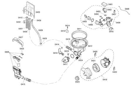Pump Diagram and Parts List for SHE43C05UC 22 Bosch Dishwasher