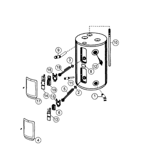 Main Assy Diagram and Parts List for 153586380  Kenmore Water Heater
