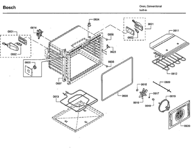 Cavity 2 Diagram and Parts List for HBLP651LUC 03 Bosch Wall Oven