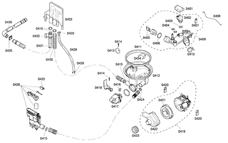 Pump Diagram and Parts List for SHE43P05UC 60 Bosch Dishwasher