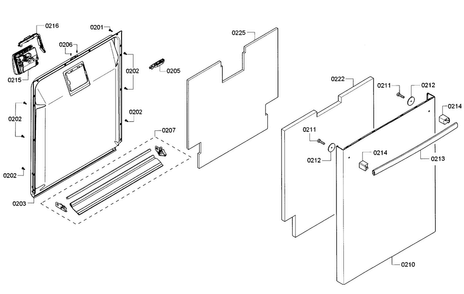 Door Diagram and Parts List for SHX4ATF5UC 12 Bosch Dishwasher