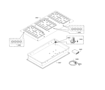 Grate Assy Diagram and Parts List for NGM8655UC 01 Bosch Cooktop