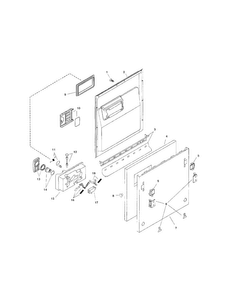 Door Assembly Diagram and Parts List for SHI4302UC 12 Bosch Dishwasher