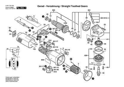Section 1 Diagram and Parts List for GWS1700 0601700239 Bosch Angle Grinder