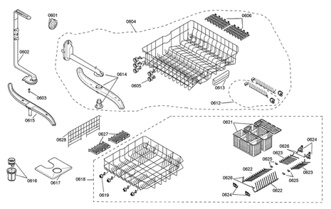 Rack Assy Diagram and Parts List for SHU5302UC 14 Bosch Dishwasher