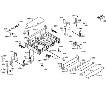 Base Assy Diagram and Parts List for SHE55M12UC 60 Bosch Dishwasher