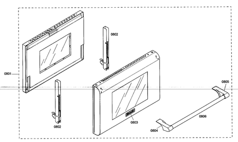 Oven Door Diagram and Parts List for PRD304EG 02 Thermador Range