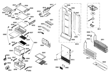 Fridge Assy Diagram and Parts List for B22CS80SNS 04 Bosch Refrigerator