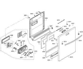 Door Assy Diagram and Parts List for SHX68R56UC 69 Bosch Dishwasher