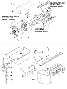 Ice Maker Diagram and Parts List for RY4951  Gaggenau Refrigerator