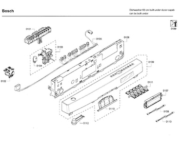Control Panel Diagram and Parts List for SHE65P05UC 63 Bosch Dishwasher