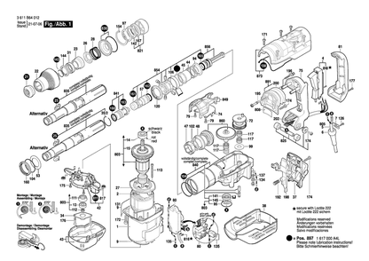 Diagram 1 Diagram and Parts List for 11264EVS 3 611 B64 014 Bosch Hammer Drill