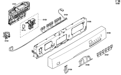 Control Panel Diagram and Parts List for SHE43F16UC 56 Bosch Dishwasher