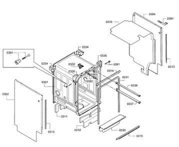 Frame Diagram and Parts List for SPV68U53UC 23 Bosch Dishwasher