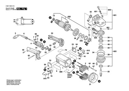Page A Diagram and Parts List for 1365 3601C65410 Bosch Angle Grinder
