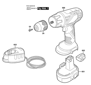 Bosch 2250 (F012225003) Diagram and Parts List for 2250 F012225003 Bosch Cordless Drill