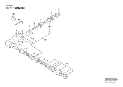 Section 1 Diagram and Parts List for 2608000A00  Bosch Drill