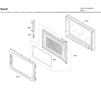Door Diagram and Parts List for HBL5750UC 09 Bosch Microwave