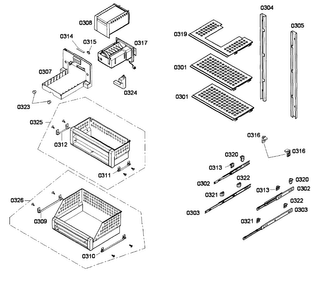 Shelfs Diagram and Parts List for T24ID80NRP 32 Thermador Freezer