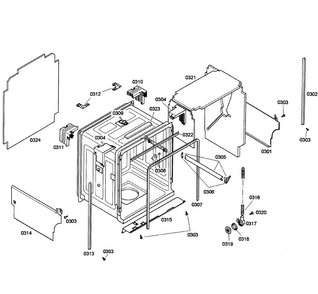 Cabinet Diagram and Parts List for SHE58C02UC 38 Bosch Dishwasher