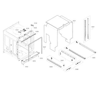 Cabinet Diagram and Parts List for SHE68T56UC 02 Bosch Dishwasher
