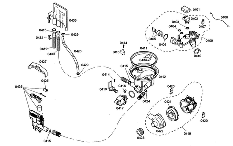 Pump Assy Diagram and Parts List for SHE46C02UC 48 Bosch Dishwasher