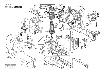 Section 1 Diagram and Parts List for GSA800PE 0601641739 Bosch Reciprocating Saw