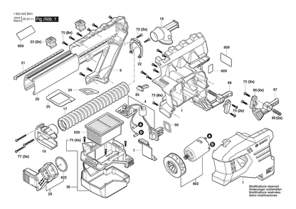Part Location Diagram of 1613490028 Bosch Tool TORX OVAL-HEAD SCREW