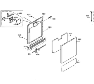 Door Asy Diagram and Parts List for SHEM78WH5N 29 Bosch Dishwasher