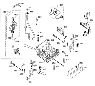 Base Diagram and Parts List for SPV5ES53UC 26 Bosch Dishwasher