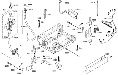 Base Assy Diagram and Parts List for DWHD651GFP 01 Thermador Dishwasher
