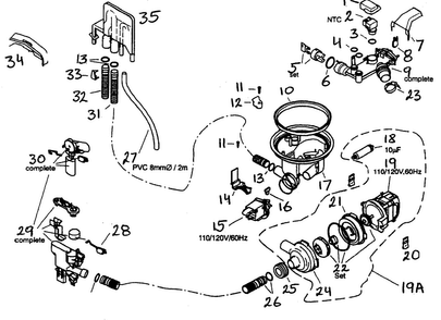 Component Assy Diagram and Parts List for SHU43C07UC 14 Bosch Dishwasher