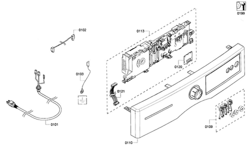 Control Panel Diagram and Parts List for WTVC3500UC 09 Bosch Dryer