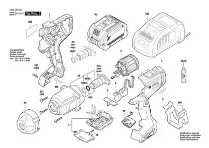 Page 1 Diagram and Parts List for GDS18V-770 3601JJ8510 Bosch Wrench