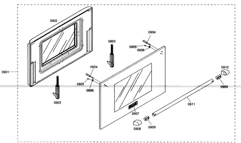 Door Assy Diagram and Parts List for PRG364ELH01  Thermador Range