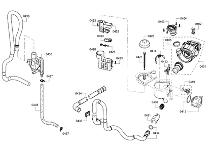 Pump Assy Diagram and Parts List for SHE3AR56UC 14 Bosch Dishwasher