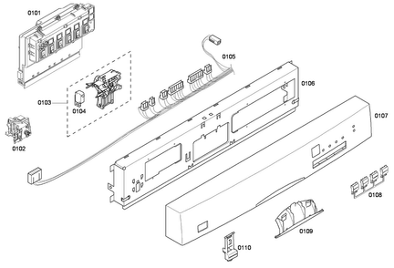 Control Panel Diagram and Parts List for SHE43F06UC 48 Bosch Dishwasher