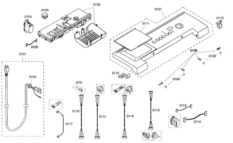 Control Panel Diagram and Parts List for WFMC530CUC 13 Bosch Washer