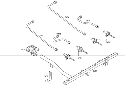 Gas Supply Diagram and Parts List for PRD484EEG01  Thermador Range