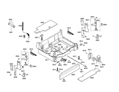 Base Diagram and Parts List for SHE47C05UC 21 Bosch Dishwasher