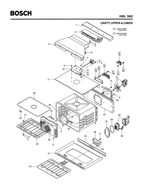 03 - CAVITY, UPPER & LOWER Diagram and Parts List for HBL562  Bosch Range