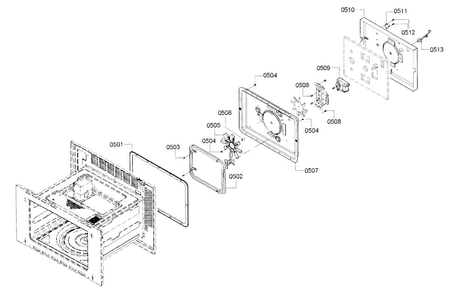 Convection Diagram and Parts List for HMC87151UC 01 Bosch Microwave