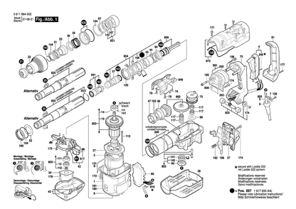 Diagram 1 Diagram and Parts List for GBH5-40DCE 3 611 B64 083 Bosch Hammer Drill