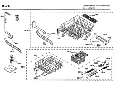 Rack Diagram and Parts List for SHX46L15UC 48 Bosch Dishwasher