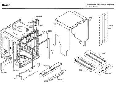 Frame Diagram and Parts List for SHPM78W56N 01 Bosch Dishwasher