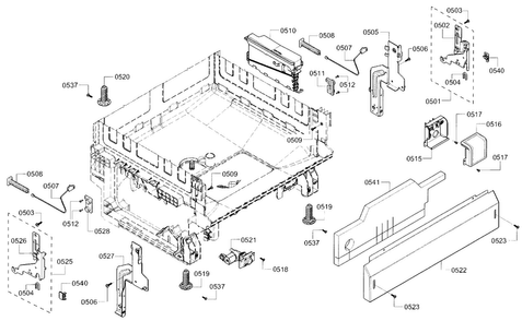 Base Diagram and Parts List for SHE3AR76UC 21 Bosch Dishwasher